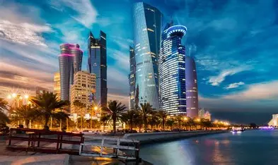 Doha, Qatar skyline at night